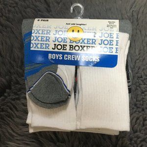 Joe Boxer | Boy's Crew Socks | 6 Pack | White, Grey & Black | Size 6-8.5